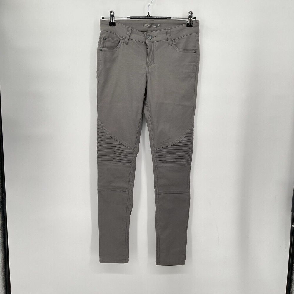 Prana 4 Kara Moto Skinny Pants Womens Grey Stretch Pintuck Knee Outdoor Trousers